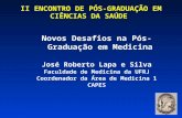 II ENCONTRO DE PÓS-GRADUAÇÃO EM CIÊNCIAS DA SAÚDE Novos Desafios na Pós-Graduação em Medicina José Roberto Lapa e Silva Faculdade de Medicina da UFRJ Coordenador.