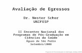 Programa de Pós-Graduação em Nefrologia, Unifesp, 09/08 Avaliação de Egressos Dr. Nestor Schor UNIFESP II Encontro Nacional dos Programas de Pós-Graduação.