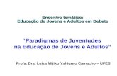 Encontro temático: Educação de Jovens e Adultos em Debate Paradigmas de Juventudes na Educação de Jovens e Adultos Profa. Dra. Luiza Mitiko Yshiguro Camacho.