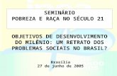 SEMINÁRIO POBREZA E RAÇA NO SÉCULO 21 OBJETIVOS DE DESENVOLVIMENTO DO MILÊNIO: UM RETRATO DOS PROBLEMAS SOCIAIS NO BRASIL? Brasília 27 de junho de 2005.
