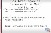 Pós Graduação em Saneamento e Meio Ambiente Sensoriamento Aplicado ao Monitoramente Ambiental Pós Graduação em Saneamento e Meio Ambiente Luiz Fernando.