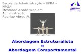 Abordagem Estruturalista e Abordagem Comportamental Escola de Administração – UFBA - NPGA Mestrado Acadêmico em Administração Rodrigo Abreu R. Santana.
