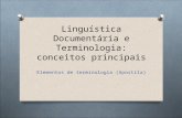 Linguística Documentária e Terminologia: conceitos principais Elementos de terminologia (Apostila)