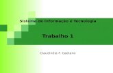Sistema de Informação e Tecnologia Trabalho 1 Claudinéia F. Caetano.