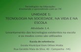 UNIDADE 1: TECNOLOGIA NA SOCIEDADE, NA VIDA E NA ESCOLA Escola de referência: Escola Municipal Dom Othon Motta Rua Geraldo Maia da Silva, 40 - Campanha.