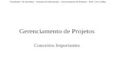 Faculdade 7 de Setembro – Sistemas de Informação - Gerenciamento de Projetos – Prof. Ciro Coelho Gerenciamento de Projetos Conceitos Importantes.