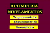 NIVELAMENTOS Trigonométrico Taqueométrico ALTIMETRIA Geométrico.