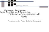 Sistemas Operacionais de Rede Sistemas Operacionais de Rede Professor: João Paulo de Brito Gonçalves Campus - Cachoeiro Curso Técnico de Informática.