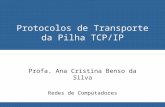 Protocolos de Transporte da Pilha TCP/IP Profa. Ana Cristina Benso da Silva Redes de Computadores.