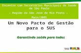 Um Novo Pacto de Gestão para o SUS Garantindo saúde para todos Encontro com Secretários Municipais de Saúde de São Paulo – Região de São José do Rio Preto.