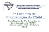 6º Encontro de Coordenação do PNAM Resultados do 5º. Encontro de Coordenação do PNAFM – Santa Luzia – MG – Outubro 2005.