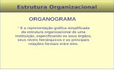 Estrutura Organizacional ORGANOGRAMA É a representação gráfica simplificada da estrutura organizacional de uma instituição, especificando os seus órgãos,