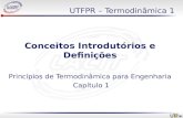 UTFPR – Termodinâmica 1 Conceitos Introdutórios e Definições Princípios de Termodinâmica para Engenharia Capítulo 1.
