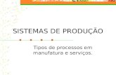 SISTEMAS DE PRODUÇÃO Tipos de processos em manufatura e serviços.