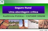 Seguro Rural Uma abordagem crítica Seguro Rural Uma abordagem crítica Audiência Pública – CAPADR 3/06/08 Junho – 2008.