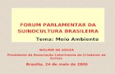 FORUM PARLAMENTAR DA SUINOCULTURA BRASILEIRA Tema: Meio Ambiente WOLMIR DE SOUZA Presidente da Associação Catarinense de Criadores de Suínos Brasília,