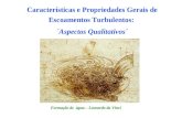 Características e Propriedades Gerais de Escoamentos Turbulentos: ´Aspectos Qualitativos´ Formação de água – Leonardo da Vinci.