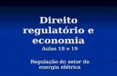 Direito regulatório e economia Aulas 18 e 19 Regulação do setor de energia elétrica.