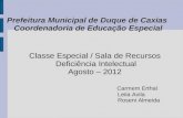 Prefeitura Municipal de Duque de Caxias Coordenadoria de Educação Especial Classe Especial / Sala de Recursos Deficiência Intelectual Agosto – 2012 Carmem.