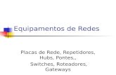 Equipamentos de Redes Placas de Rede, Repetidores, Hubs, Pontes,, Switches, Roteadores, Gateways.