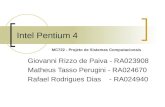 Intel Pentium 4 Giovanni Rizzo de Paiva - RA023908 Matheus Tasso Perugini - RA024670 Rafael Rodrigues Dias - RA024940 MC722 - Projeto de Sistemas Computacionais.