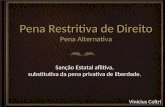 Vinícius Coltri Pena Restritiva de Direito Pena Alternativa Sanção Estatal aflitiva, substitutiva da pena privativa de liberdade.