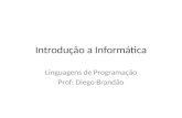 Introdução a Informática Linguagens de Programação Prof: Diego Brandão.