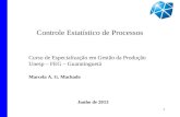 1 Controle Estatístico de Processos 1 Curso de Especialização em Gestão da Produção Unesp – FEG – Guaratinguetá Marcela A. G. Machado Junho de 2013.