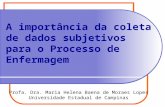 Profa. Dra. Maria Helena Baena de Moraes Lopes Universidade Estadual de Campinas A importância da coleta de dados subjetivos para o Processo de Enfermagem.