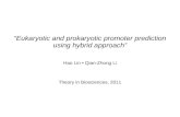 Eukaryotic and prokaryotic promoter prediction using hybrid approach Hao Lin Qian-Zhong Li Theory in Biosciences, 2011.