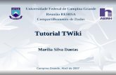 Tutorial TWiki Marília Silva Dantas Universidade Federal de Campina Grande Reunião REHISA Compartilhamento de Dados Campina Grande, Abril de 2007.