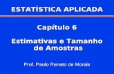 Capítulo 6 Estimativas e Tamanho de Amostras Prof. Paulo Renato de Morais ESTATÍSTICA APLICADA.