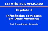 Capítulo 8 Inferências com Base em Duas Amostras Prof. Paulo Renato de Morais ESTATÍSTICA APLICADA.