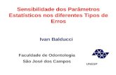 Faculdade de Odontologia São José dos Campos UNESP Ivan Balducci Sensibilidade dos Parâmetros Estatísticos nos diferentes Tipos de Erros.