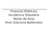 Finanças Públicas: Incidência Tributária Notas de Aula Prof. Giácomo Balbinotto Finanças Públicas: Incidência Tributária Notas de Aula Prof. Giácomo Balbinotto.