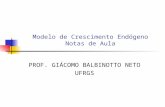 Modelo de Crescimento Endógeno Notas de Aula PROF. GIÁCOMO BALBINOTTO NETO UFRGS.