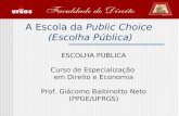 A Escola da Public Choice (Escolha Pública) ESCOLHA PÚBLICA Curso de Especialização em Direito e Economia Prof. Giácomo Balbinotto Neto (PPGE/UFRGS)