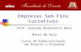 Empresas Sem Fins Lucrativos Prof. Giácomo Balbinotto Neto Notas de Aula Curso de Especialização em Direito e Economia.