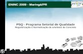 1 ENINC 2009 - Maringá/PR PSQ - Programa Setorial de Qualidade Regularização e Normalização de artefatos de Concreto.
