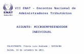 ASSUNTO: MICROEMPREENDEDOR INDIVIDUAL PALESTRANTE: Flávio Luiz Andrade – SEFIN/BH Belém, 19 de setembro de 2011. VII ENAT – Encontro Nacional de Administradores.