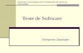 Teste de Software Geórgenes Zapalaglio Seminário da disciplina de Confiabilidade de Sistemas 10/11/2008.