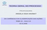 TEORIA GERAL DO PROCESSO PROFESSORA ANGELA ISSA HAONAT DA CARÊNCIA E DA CLASSIFICAÇÃO DAS AÇÕES TEMA 13 – AULA 14 10.11.2005.