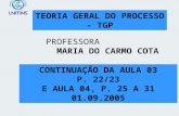 TEORIA GERAL DO PROCESSO - TGP PROFESSORA MARIA DO CARMO COTA AULA 04, P. 25 A 31 01.09.2005 8. P. DA IGUALDADE. DERIVADO DO PRINC Í PIO DO DEVIDO PROCESSO.