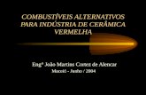COMBUSTÍVEIS ALTERNATIVOS PARA INDÚSTRIA DE CERÂMICA VERMELHA Eng° João Martins Cortez de Alencar Maceió - Junho / 2004.