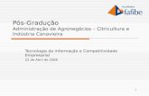 1 Pós-Gradução Administração de Agronegócios – Citricultura e Indústria Canavieira Tecnologia da Informação e Competitividade Empresarial 22 de Abril de.