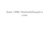 Anos 1990: Desestabilização e crise. Situação no final de 1980s Vulnerabilidade externa Crise fiscal Pressão inflacionária.