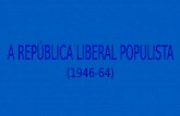 História A REPÚBLICA LIBERAL POPULISTA (1946 – 1964): Eurico Dutra – PSD (1946 – 1951): Eleito com o apoio do PTB e de Getúlio Vargas: Ele disse: para.