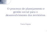 1 O processo de planejamento e gestão social para o desenvolvimento dos territórios Tania Zapata.