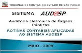 1 X TRIBUNAL DE CONTAS DO ESTADO DE SÃO PAULO SISTEMA Auditoria Eletrônica de Órgãos Públicos ROTINAS CONTÁBEIS APLICADAS AO SISTEMA AUDESP MAIO - 2009.