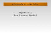 Criptografia de chave única Algoritmo DES Data Encryption Standard.